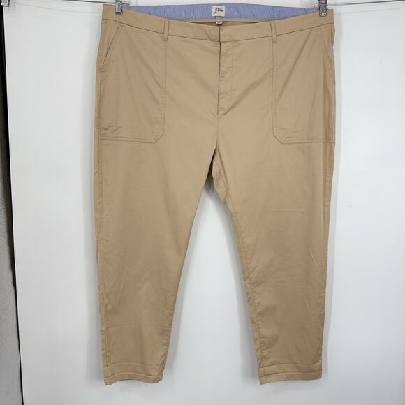 J Crew Women Plus Boyfriend Chino Pants Size 4X Patch Pocket Slim Khaki Tan NEW - Picture 13 of 13